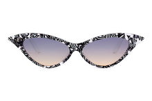 Load image into Gallery viewer, DORIS Sunglasses J74/W Black, White & Crystal Pattern FRONT with White TEMPLES - Paul Taylor Eyewear