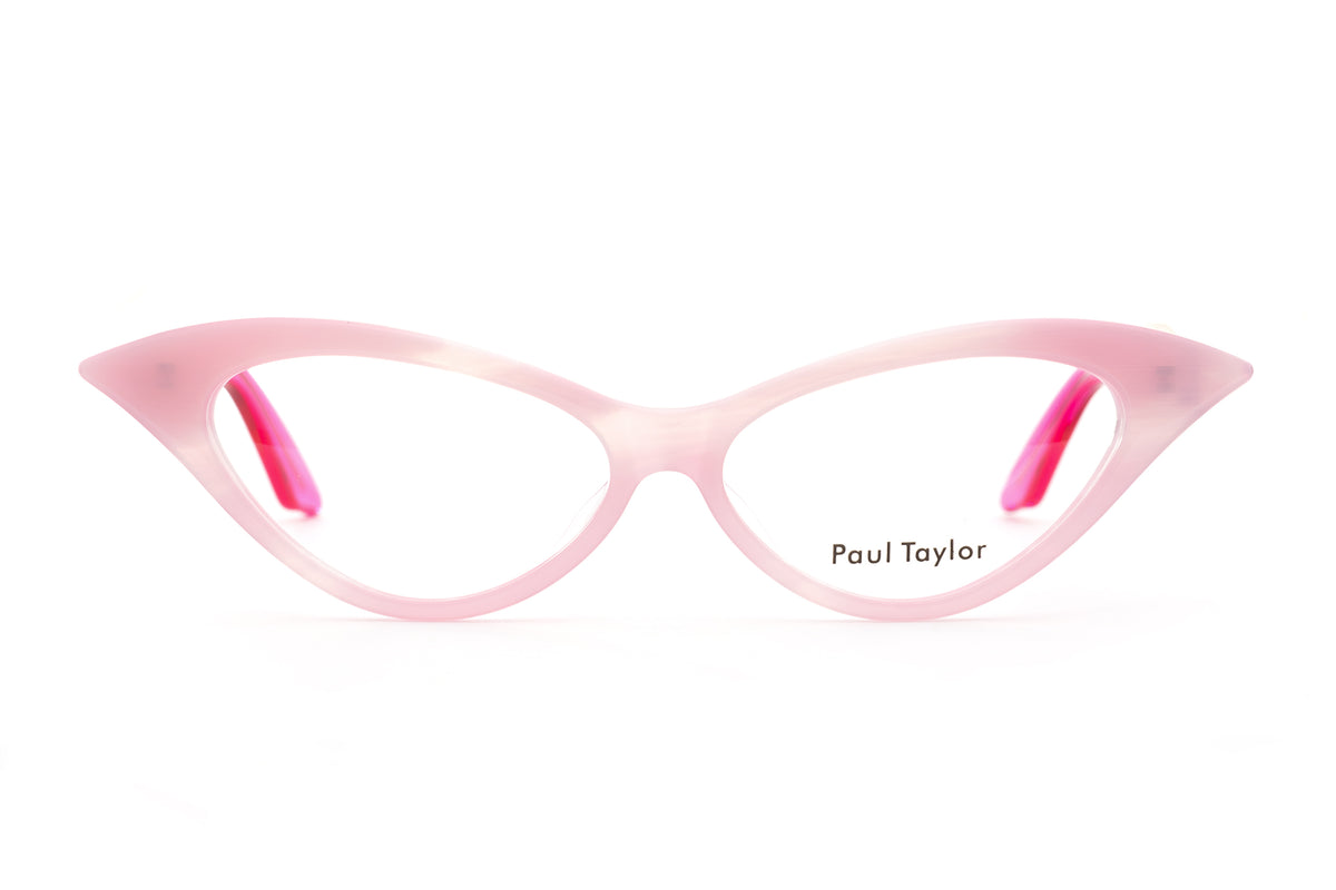 DORIS Optical Glasses ZA71 Soft Pink Swirl Pattern Front with Hot Pink TEMPLES - Paul Taylor Eyewear