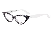 Load image into Gallery viewer, DORIS Optical Glasses J74/W Black, White & Crystal Pattern FRONT with White TEMPLES - Paul Taylor Eyewear