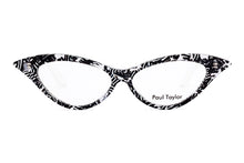 Load image into Gallery viewer, DORIS Optical Glasses J74/W Black, White & Crystal Pattern FRONT with White TEMPLES - Paul Taylor Eyewear