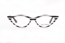 Load image into Gallery viewer, M002 Optical Glasses A1 Horizontal Black & White Striped FRONT with Black TEMPLES - Paul Taylor Eyewear