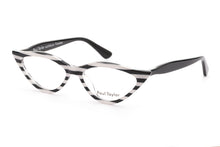 Load image into Gallery viewer, M002 Optical Glasses A1 Horizontal Black & White Striped FRONT with Black TEMPLES - Paul Taylor Eyewear