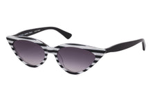 Load image into Gallery viewer, M001 Sunglasses A1 Horizontal Black & White Striped FRONT with Black TEMPLES - Paul Taylor Eyewear