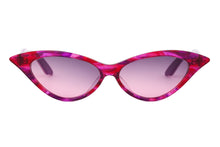 Load image into Gallery viewer,  DORIS Sunglasses E16 Pink & Purple Swirl FRONT with Pink & Purple Underlay TEMPLES - Paul Taylor Eyewear