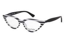 Load image into Gallery viewer, M001 Optical Glasses A1 Horizontal Black & White Striped FRONT with Black TEMPLES - Paul Taylor Eyewear