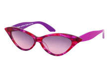 Load image into Gallery viewer,  DORIS Sunglasses E16 Pink & Purple Swirl FRONT with Pink & Purple Underlay TEMPLES - Paul Taylor Eyewear