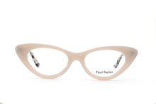 Load image into Gallery viewer, AUDREY Optical Glasses E6H Warm White FRONT with Black White &amp; Crystal Fleck TEMPLES - Paul Taylor Eyewear
