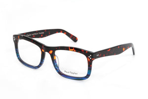 Z2H Dark Tortoiseshell split to Blue Block Patterned FRONT with Tortoiseshell TEMPLES