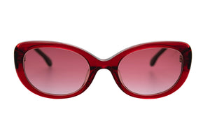 C93 Transparent Blood Red FRONT with Burgundy Golden Black Leopard TEMPLES