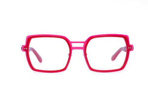 C137 Hot Pink STAINLESS STEEL with Fire Engine Red ACETATE