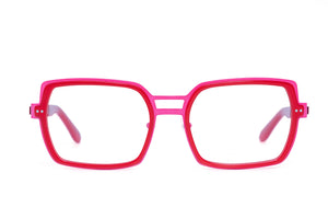 C137 Hot Pink STAINLESS STEEL with Fire Engine Red ACETATE