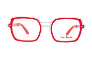 C137 White STAINLESS STEEL with Fire Engine Red ACETATE