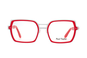 C137 White STAINLESS STEEL with Fire Engine Red ACETATE