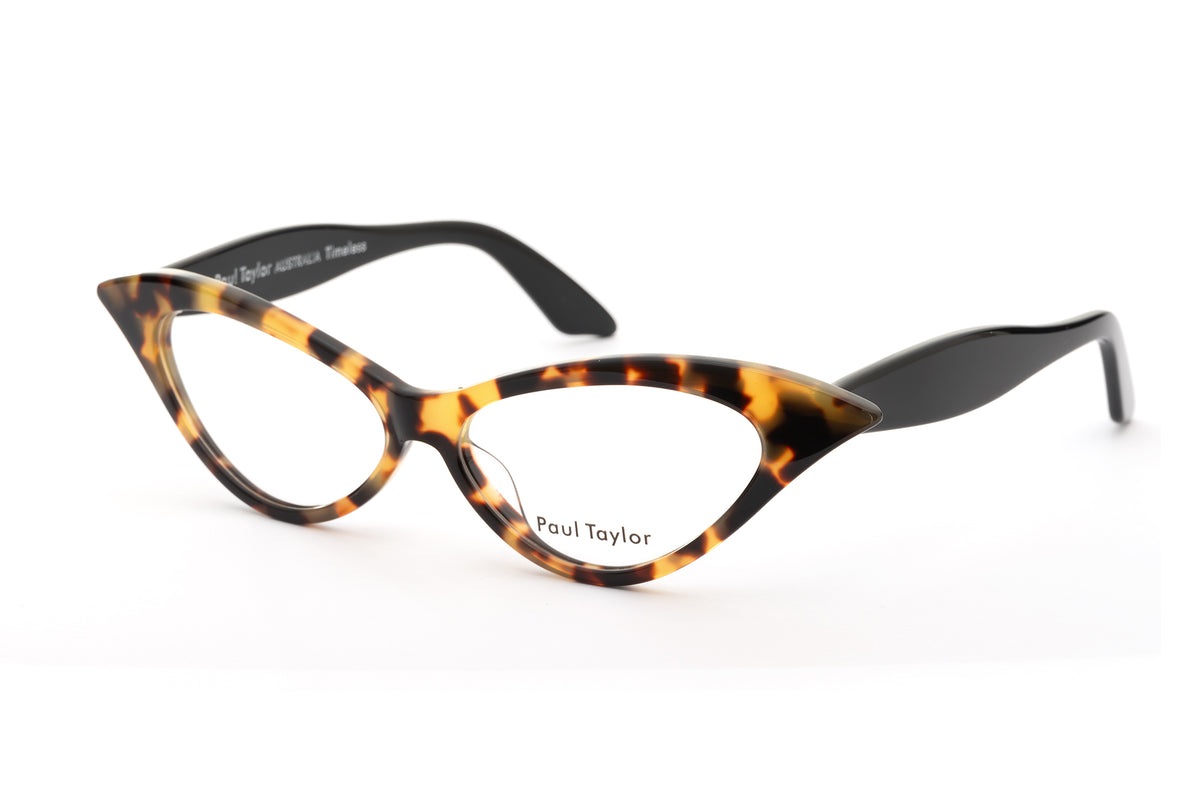 DORIS Optical Glasses M228/M100 Light & Dark Marble Tortoiseshell FRONT with Black TEMPLES - Paul Taylor Eyewear