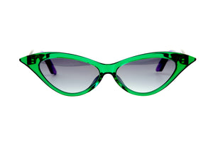 B27P Bright Transparent Green FRONT with Deep Purple TEMPLES
