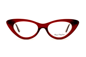 C93 Transparent Blood Red FRONT with Burgundy Golden Black Leopard TEMPLES