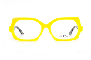E62 Canary Yellow FRONT with Black & White Patterned underlay TEMPLES
