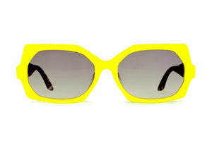 E62 Canary Yellow FRONT with Black & White Patterned underlay TEMPLES