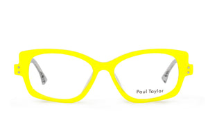 E62 Canary Yellow FRONT with Black & White Patterned underlay TEMPLES
