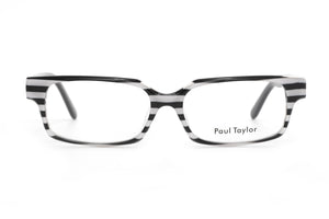 A1 Horizontal Black & White Striped FRONT with Black TEMPLES