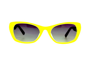 E62 Canary Yellow FRONT with Black & White Patterned underlay TEMPLES