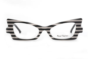 A1 Black & White Striped FRONT with Black TEMPLES