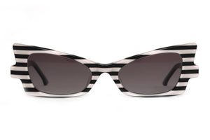 A1 POLARISED Black & White Striped FRONT with Black TEMPLES