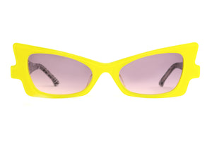 E62 Canary Yellow FRONT with Black & White Patterned underlay TEMPLES
