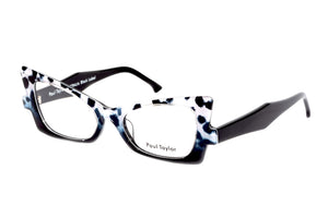MCZ Black & White Leopard to Jet Black FRONT with Black TEMPLES