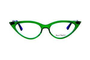B27P Bright Transparent Green FRONT with Deep Purple TEMPLES