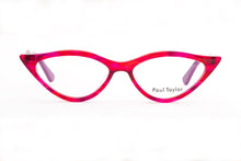 Load image into Gallery viewer, M002 Optical Glasses E16 Pink &amp; Purple Swirl FRONT with Pink &amp; Purple Underlay TEMPLES - Paul Taylor Eyewear
