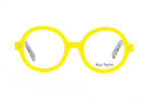E62 Canary Yellow FRONT with Black & White Patterned underlay TEMPLES