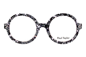J74/W Black White & Crystal Pattern FRONT with White TEMPLES