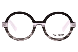 Y101 Black Cream White to Grey Fade FRONT with Opaque Cream White TEMPLES