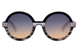 Y101 Black Cream White to Grey Fade FRONT with Opaque Cream White TEMPLES