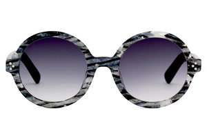 Y4/M100 Black Pearl Silver and Crystal Patterned FRONT with Black TEMPLES