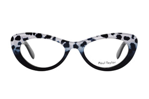 MCZ Black & White Leopard to Jet Black FRONT with Black TEMPLES