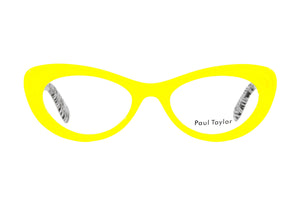 E62 Canary Yellow FRONT with Black & White Patterned underlay TEMPLES
