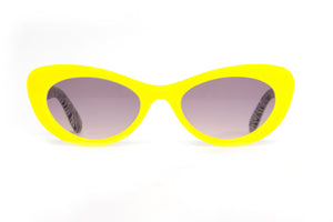 E62 Canary Yellow FRONT with Black & White Patterned underlay TEMPLES