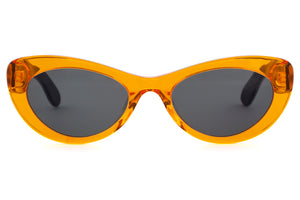 Z26 Shiny Tangerine FRONT with Silver Leopard TEMPLES