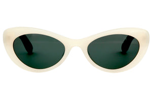 Z1P Shiny Cream FRONT with Green mottled TEMPLES