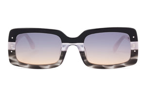 Y101 Black Cream White to Grey Fade FRONT with Opaque Cream White TEMPLES