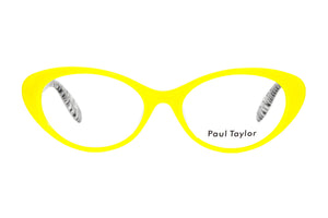 E62 Canary Yellow FRONT Black & White Patterned underlay TEMPLES