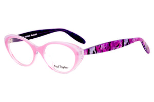 A15 Soft Pink fade FRONT with a mottled multi coloured Hot Pink Purple Mauve & Black TEMPLES