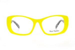 E62 Canary Yellow FRONT with Black & White Patterned underlay TEMPLES