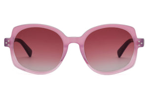 A15 Soft Pink fade FRONT with a mottled multi coloured Hot Pink Purple Mauve & Black TEMPLES