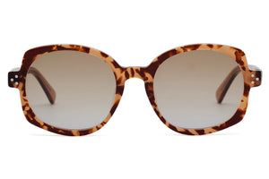 J11 Caramel Chocolate Tortoiseshell FRONT with transparent Light Brown TEMPLES