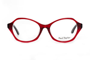 C93 Transparent Blood Red FRONT with Burgundy Golden Black Leopard TEMPLES