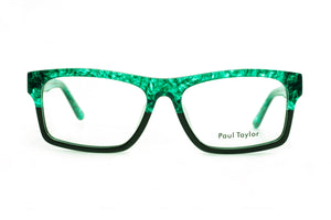 ZM2 Mottle Bottle Green split to Black Block Patterned FRONT with Mottle Bottle Green TEMPLES