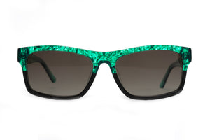 ZM2 Mottle Bottle Green split to Black Block Patterned FRONT with Mottle Bottle Green TEMPLES